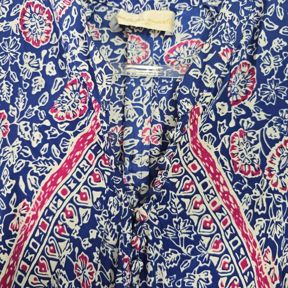 Natalie Martin Fiore Silk Maxi Dress XS Blue White Pelicano Floral Print Boho - Picture 9 of 11